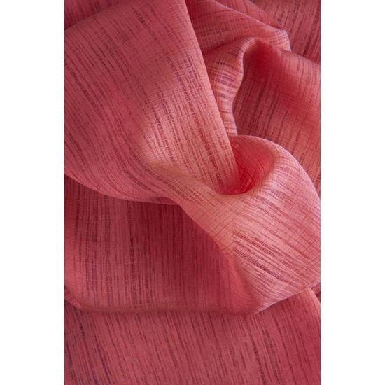 Paire de Voilage Vitrage Uni 2 x 60 x 160 cm Tissage Trame Rouge Lot de 2