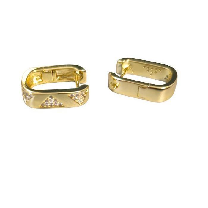 Boucles D'Oreilles Créoles Plaqué Or 585/1000 Avec Cristaux - Femme - Marque Bijouterie Papillon Bleu - Neuf Avec Étiquettes