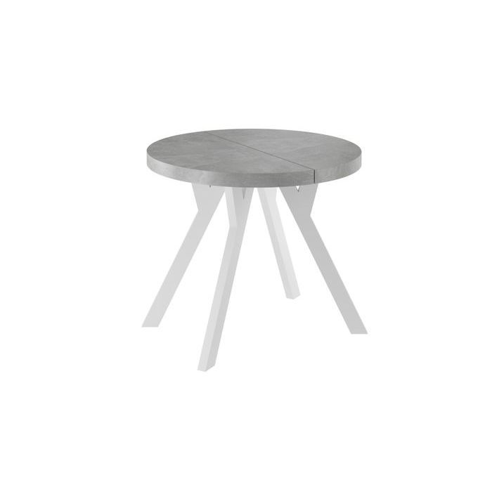Table Ronde Maison Extensible Table Ronde Extensible décor BETON 100–200cm-6à12 pers.– Table à Manger ...