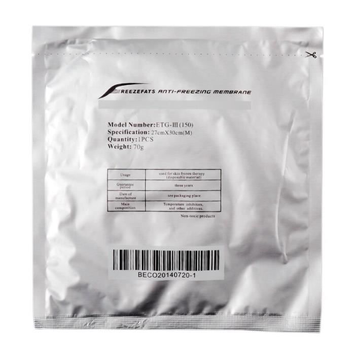 Membranes cryolipolyse 30x30 et 30x42 cms en enveloppe et en pot