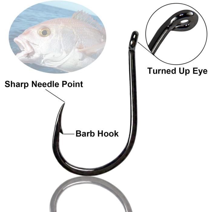 Lot De 100 à 500 Hameçons Acier Carbone - Tailles 3# à 12# - Pêche Eau Douce Et Mer