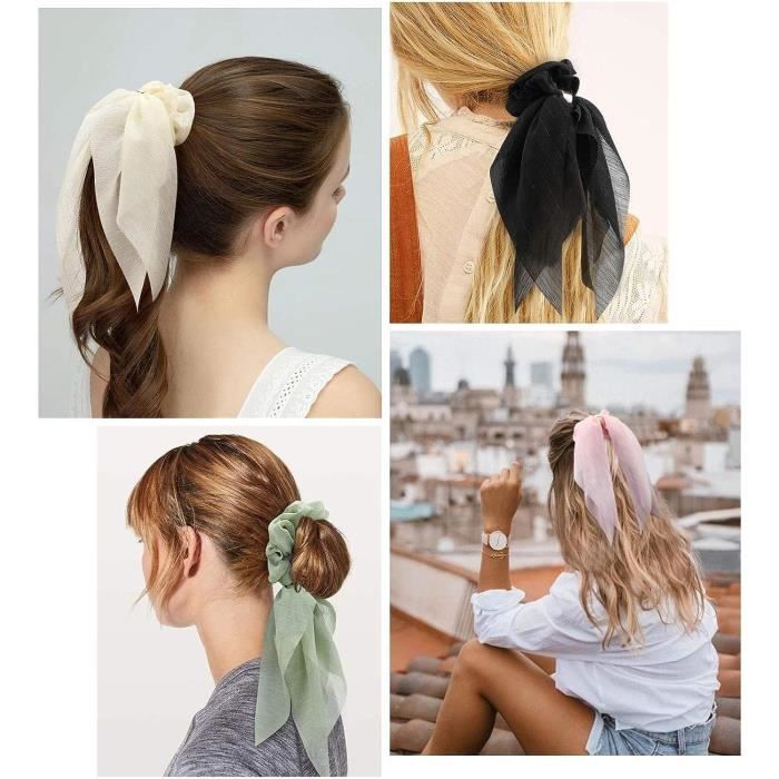 Bande élastique pour cheveux, chouchou à Double nœud pour femme, accessoire  de coiffure pour queue de cheval - AliExpress