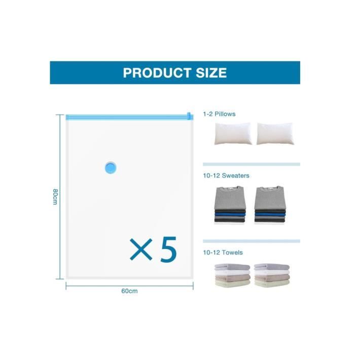TAILI Sac sous vide vetement aspirateur Cube Lot de 4 (80×100×38 cm) Housse de rangement sous