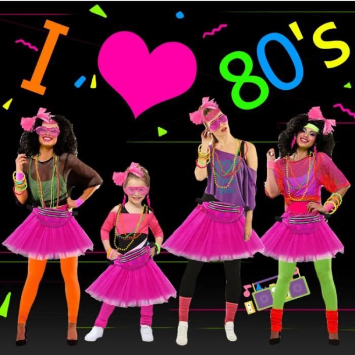 Déguisement Année 80 Accessoire Femme Années 80s Disco Costume Vetement  Fête Néon Tutu Fluo rouge - Cdiscount Jeux - Jouets