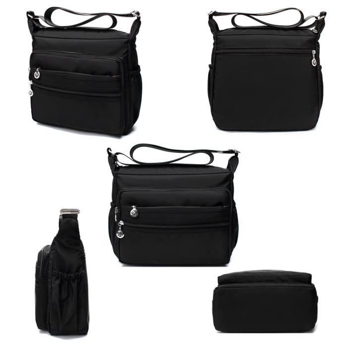 Sac Bandoulière Léger En Nylon Pour Femmes – Sac à Main/messenger Imperméable, Multiples Poches – Taille 24x22x10 Cm, 200g - 6
