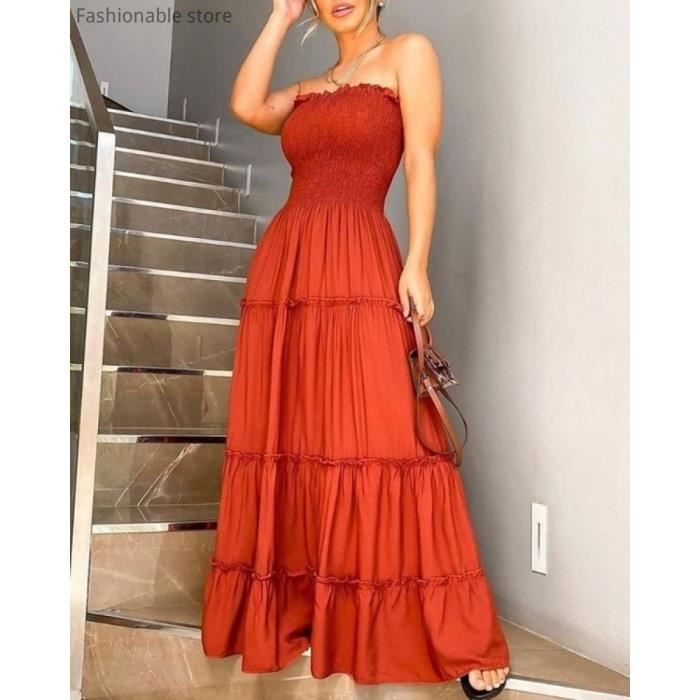 Robe longue à volants superposés hotsell