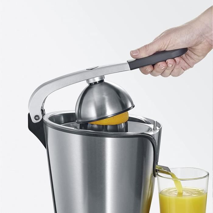 SEVERIN CP 3544 Presse-Agrumes Manuel Avec Bras Articulé - Inox/Noir - 2 Cônes - 400 Ml