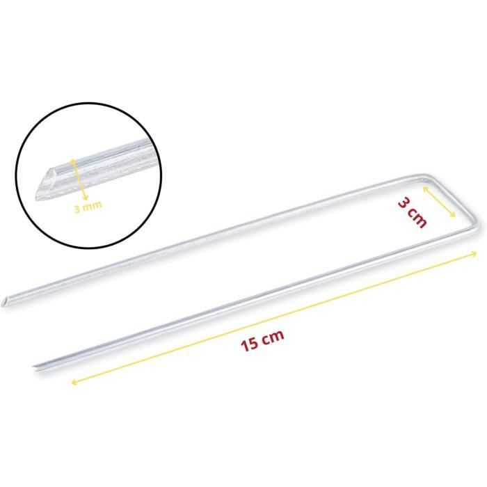 Lot De 50 Sardines En Acier Galvanisé Pour Fixation - Dimensions 150x36mm, Diamètre 3mm, Pour Toiles De Paillage Et Filets