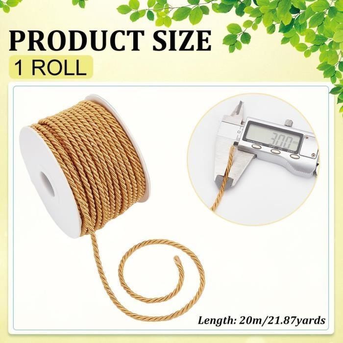 Cordon Torsadé CaPiSo 15m X 4mm - Pour Décoration, Loisirs Créatifs, Bricolage