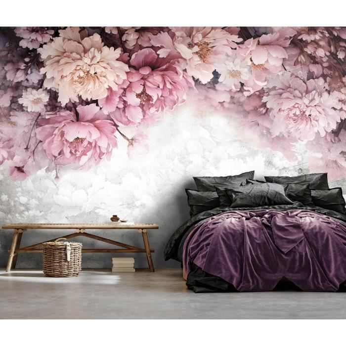 Tenture Murale Verticale Fleur Pivoine Japonaise Avec Glands - Lot De 2 - 130x33 Cm - Décoration Murale Pour Chambre, Salon, Salle De Bain