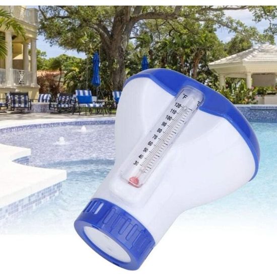 Distributeur De Chlore Flottant | Diffuseur Chlore Flotteur Piscine avec Thermomètre | Distributeur De Produits Chimiques pour Piscine, Doseur Spa