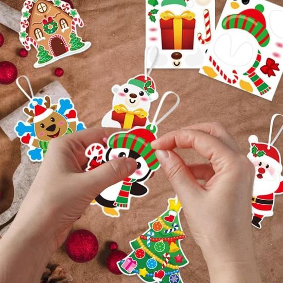 Lot De 4 Sapins De Noël En Feutre DIY - Décorations à Accrocher, Motifs Père Noël Et Renne, 20x20 Cm