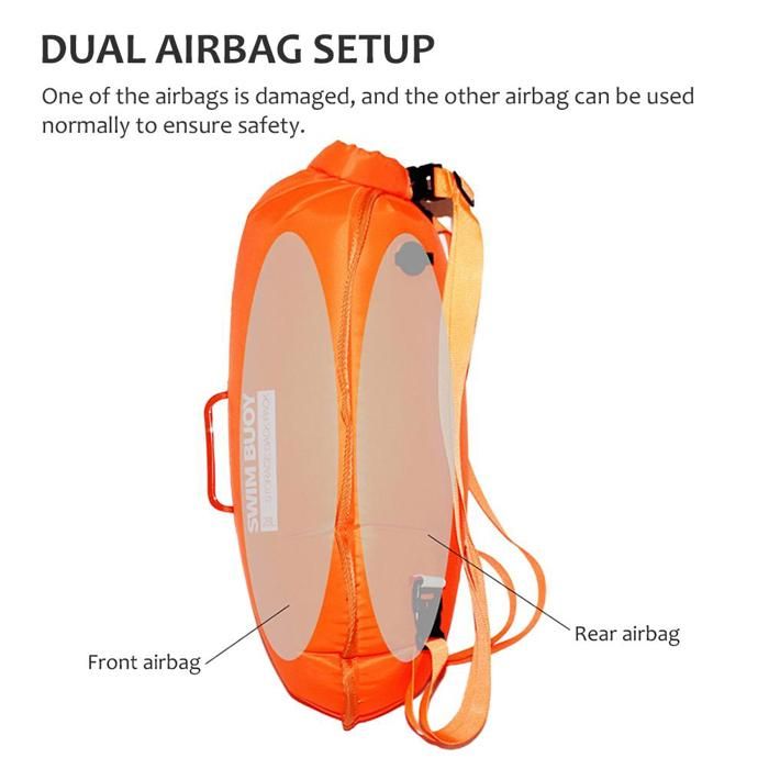 Bouée De Natation Ceinture – Gonflable, Compartiment étanche, Couleur Orange Visible – Pour Eau Libre, Triathlon