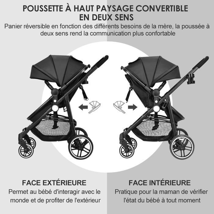 4 Pièces Couverture Roue Poussette Oxford - 2 Grandes 2 Petites Anti-Poussière Et Protection Noir