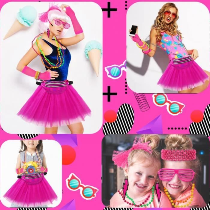 Déguisement Année 80 Accessoire Femme Années 80s Disco Costume Vetement  Fête Néon Tutu Fluo rouge - Cdiscount Jeux - Jouets