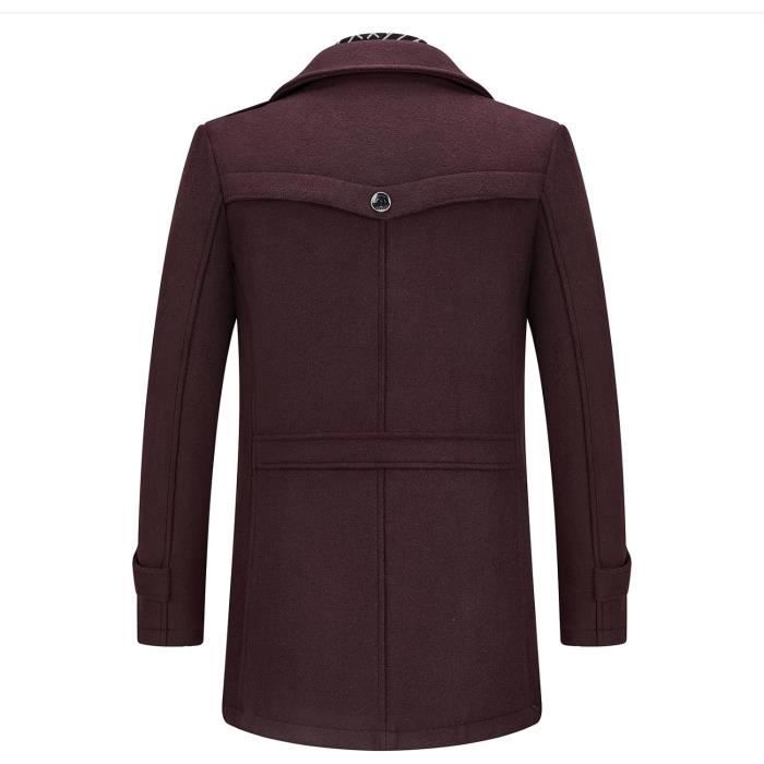 Manteau Homme en Laine Chaud Court Epais Mi long Caban Veste Chaud Business Hiver Trench Coat