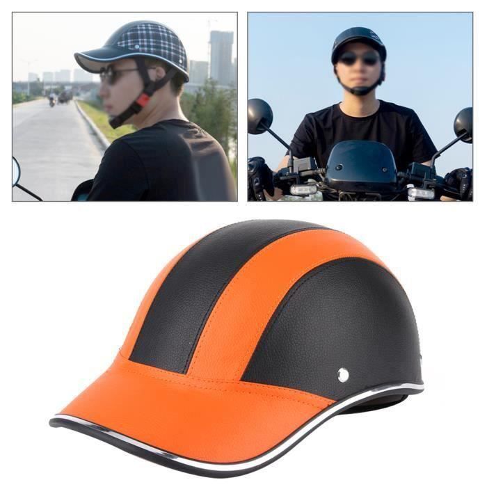 Orange - Demi casque de moto Style casquette de Baseball, chapeau rigide de  sécurité pour café Racer Chopper