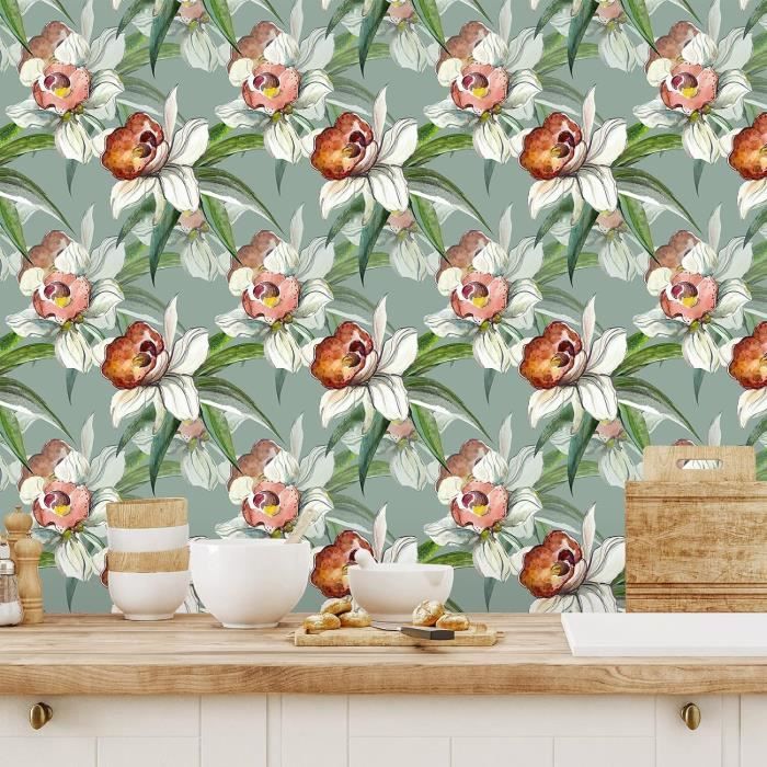Sticker Mural Fleur D'hibiscus Rose - 80x79 Cm - Vinyle Mat - Facile à Poser Et à Retirer Sans Trace - 7
