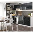 Meuble de cuisine bas AKORD S40 OLIWIA modulable Blanc 40 cm 4 tiroirs façade Graphite Brillant 40x46x85 cm-3