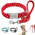008RED-L -Collier de chien personnalisé et ensemble de laisse colliers pour animaux de compagnie en Nylon réfléchissants laisse de p-3