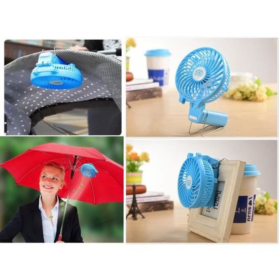 Portable Mini Ventilateur De Clip,USB Charge 2000 Mah Piles 360 Rotation pour Lint/érieur Ext/érieur Voiture De B/éb/é Rose 6x7inch