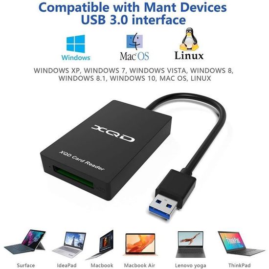 Quanlex Lecteur Carte USB C XQD, Version Mise à Niveau Mémoire Compatible avec Les Cartes Sony G/M Series Mark Lexar 2933x/1400x pour Windows/Mac OS, CR311C 