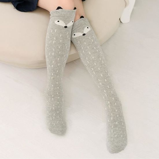 Chaussettes Femmes Enfant Filles Chaussettes Hautes Coton Chaussettes Chaudes Hiver Doux et Fantaisie Chat Chien Renard M 4 Paire gris Cdiscount Pret a Porter