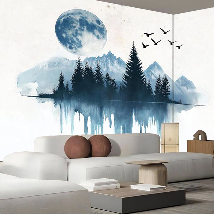 Papier Peint Wallpaper Mural,3D Panoramique Murale Encre Abstraite ...