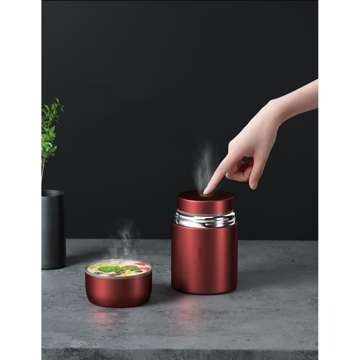 Lot De 2 Boîtes Alimentaires Isothermes 650ml + 450ml - Acier Inoxydable Avec Cuillère Pliable - Repas Chaud Froid Pour Bureau Et Voyage