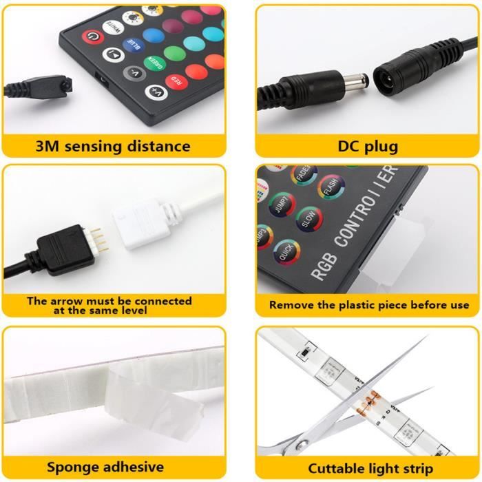 Ruban LED Bluetooth Bande LED 20M (10m*2) 300 LEDs Lumineuse Flexible  Multicolore avec Télécommande à 40 Touches avec Musique - Cdiscount Maison