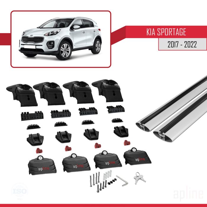 Barres De Toit Apline Pour Kia Sportage 5 (NQ5) 2022-2025 - Modèle ACE-2, Noir Aluminium - Porte-Bagages