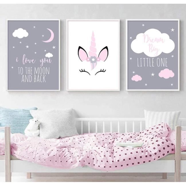 3 Affiches Papillon Rose Prénom Personnalisé 30x40cm - Décoration Murale Chambre Fille - Sans Cadre
