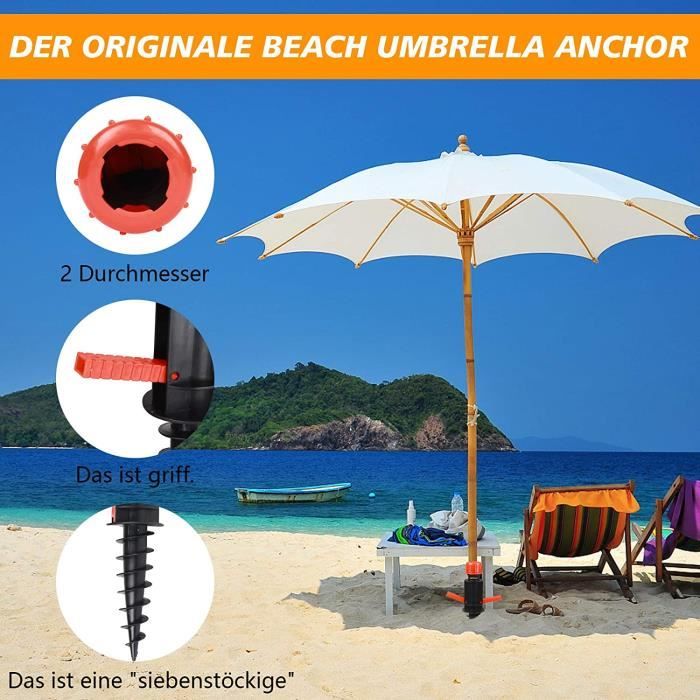 Lutabuo Support de parapluie d'ancrage à vis de sol en métal support de mât  de drapeau sans creuser pour jardin de plage