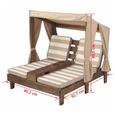KidKraft - Double chaise longue en bois pour enfant avec auvent - Café-4