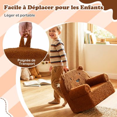 COSTWAY 3-en-1 Canapé-Lit Convertible pour Enfants - Velours Cristal Ultra-Doux & Élastique, Housse Amovible et Lavable en Machine - Puériculture & Eveil bébé