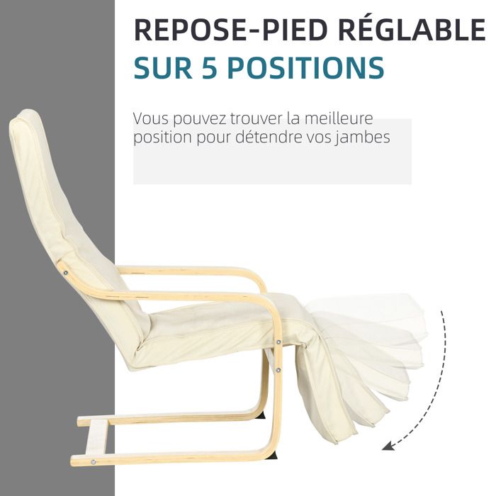 Fauteuil relax HOMCOM chaise de salon avec Repose-Pied réglable