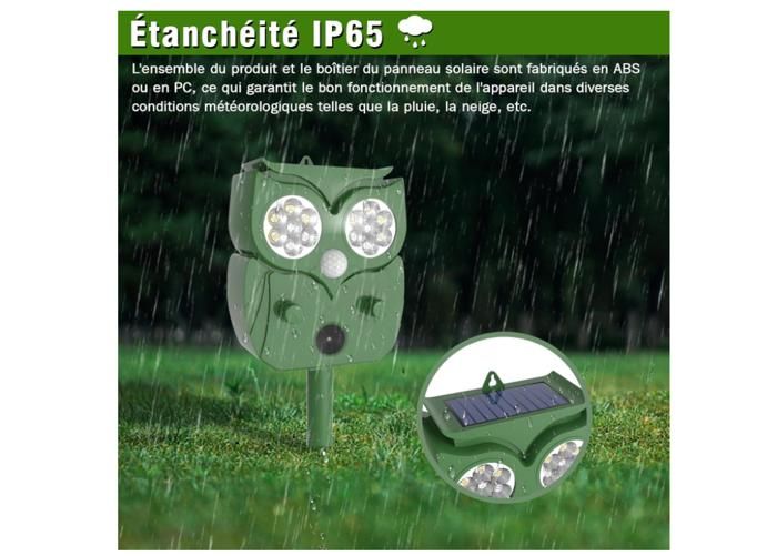 2 Pièces Répulsif Ultrason Chat Extérieur Solaire - Repousse Chats, Chiens, Oiseaux, Rongeurs - Sans Danger Et Efficace