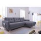 Canapé Dangle Fixe Scandi Gris Foncé Angle Droit Bouton Déco Pieds Bois Massif Poche Accoudoir
