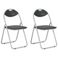 Joli & Mode 3675 - Lot de 2 Chaise de salle à manger pliantes Design Moderne - Siège de Salon Noir Similicuir-0
