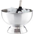 Relaxdays Seau à Champagne, Seau à glace en inox, Bouteille de vin, Glaçons, grand pot, D 36,5 cm, argenté-0