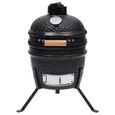 HUA - Barbecues - Barbecue à fumoir Kamado 2-en-1 Céramique 56 cm Noir - YOSOO - DX14782-0