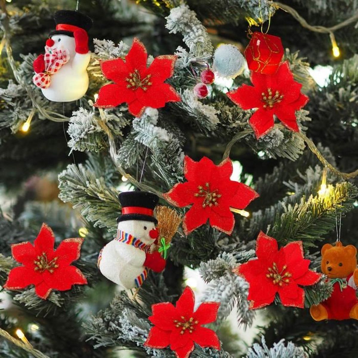 Noël arbre de cœur ornement décoration de Noël Cadeau Fait Main Feutre Poinsetta