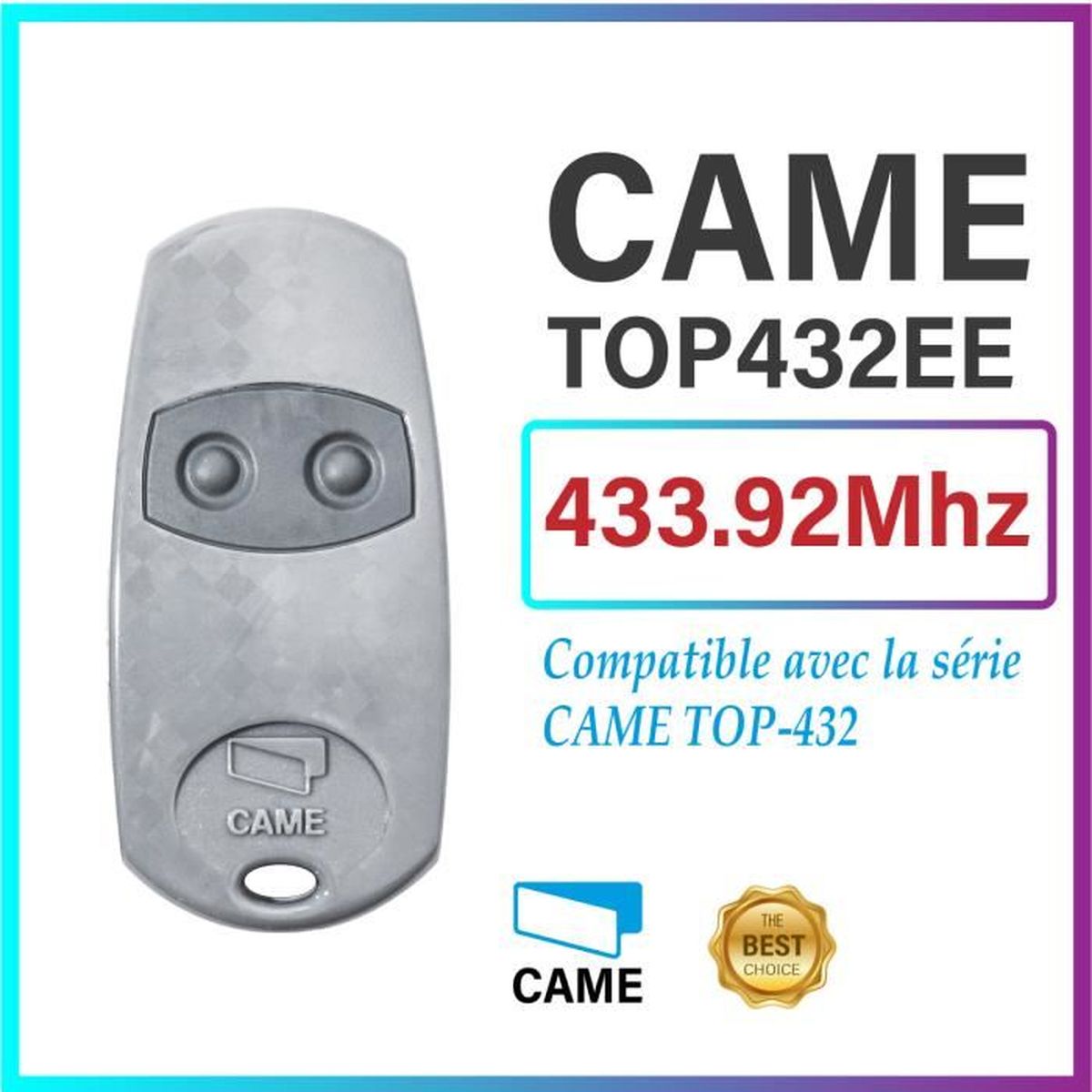 TELECOMMANDE CAME TOP432EE D'ORIGINE COMPTIBLE TOP432 FREQUENCE 433.92Mhz 
