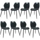 WAFTING Lot de 8 Chaises de Salle à Manger, Chaise de Cuisine, Chaise de salon, Dossier en Tissu et Pieds en Métal, Noir Clair