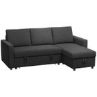 Canapé d'angle convertible HOMCOM modulable avec méridienne réversible, coffre de rangement et 3 coussins de dossier, noir