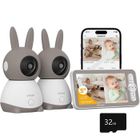 IEGEEK 2K/3MP 5" Babyphone 2 Caméra Bebe,PTZ 360° Baby Phone Vidéo connecté Smartphone, Visiophone avec Alertes Intelligentes avec 32 go