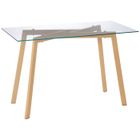 Table à manger - HOMCOM - pour 4 personnes - plateau en verre trempé et pieds en acier - 120x60x76cm - transparent