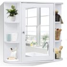 COSTWAY Meuble Mural Salle de Bain Armoire Rangement de Toilette Suspendue avec Portes et 6 Etagères 65 x 17 x 63 CM Blanc