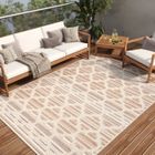 TAPISO Patio Tapis Cuisine Terrasse Chambre Intérieur Extérieur Moderne Beige Gris Marron Trèfle Résistant Sisal 80x150 cm