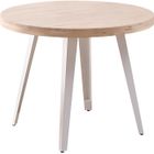 PEGANE Table à manger ronde en bois coloris chêne nordique pieds blanc - diamètre 100 x hauteur 76 cm